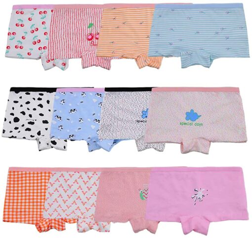 Anntry Enfants 12 Pièces Doux Culotte Confortable sous-vêtements Petites Filles Assorties Coton Culotte De Boyshort 2-12 Ans – Image 8