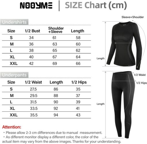 NOOYME sous Vetement Thermique Femme Fonctionnel Ensemble Ski Femme Antibactériens sous Vetement Chaud Femme Flexible Respirant – Image 14