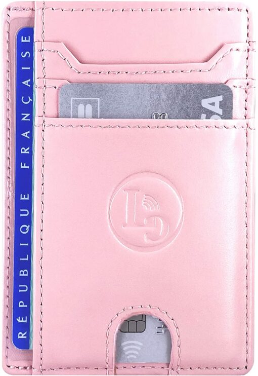 Porte Carte De Credit et Pièce Identité Minimaliste - Protection Cartes Bleue sans Contact - Petit Etui Cuir Slim Protege Cont – Image 8