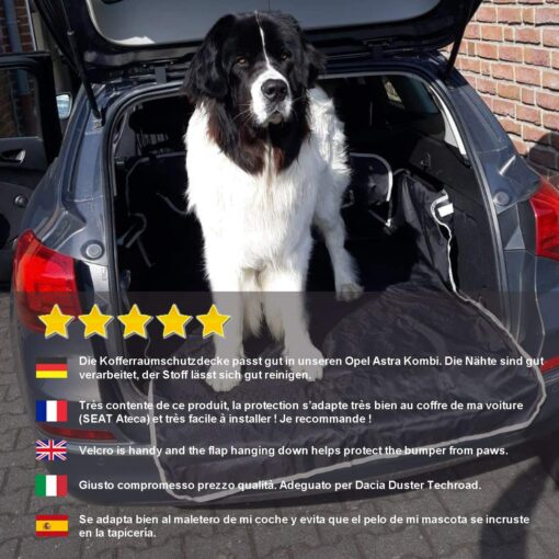 Toozey Protection Coffre Voiture Chien Universelle, 2 Grandes Poches, Imperméable & Antidérapant, 185 x 105 cm Couverture de C – Image 36