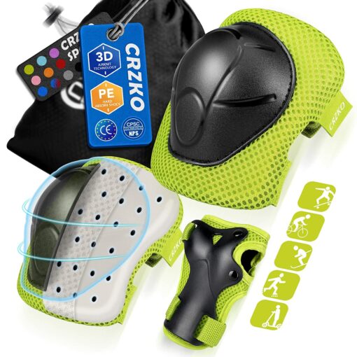 CRZKO Protection Roller Enfant, Kit de Protection 6 en 1 pour Enfant, Coudière et Genouillère, Ensemble de Protection pour Vé – Image 27