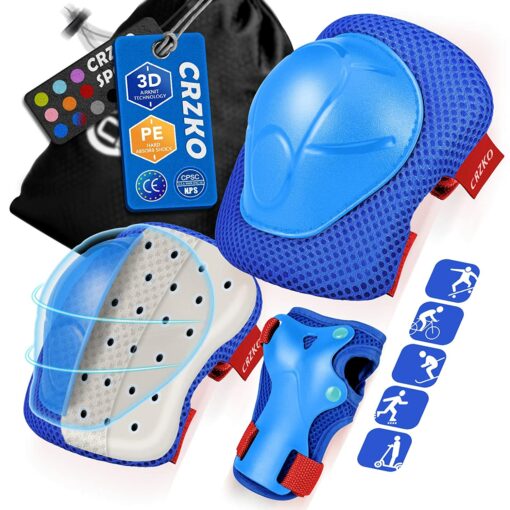 CRZKO Protection Roller Enfant, Kit de Protection 6 en 1 pour Enfant, Coudière et Genouillère, Ensemble de Protection pour Vé – Image 7