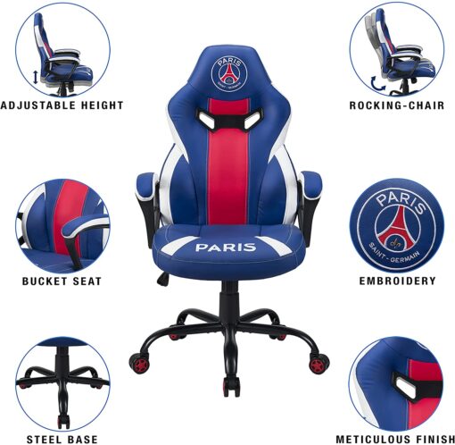 PSG Paris Saint Germain Fauteuil Gamer Ergonomique Officel Dossier/Accoudoirs Ajustables – Image 22