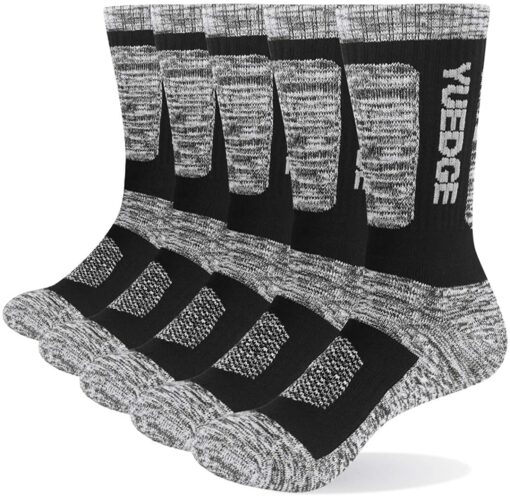 YUEDGE 5 Paires Hommes Chaussettes de Sport épais Mèche Chaussettes de Travail en Coton – Image 4