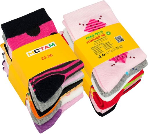 MC.TAM Chaussettes Colorées Garçon Basses Hautes Lot de 12 90% Coton – Image 53