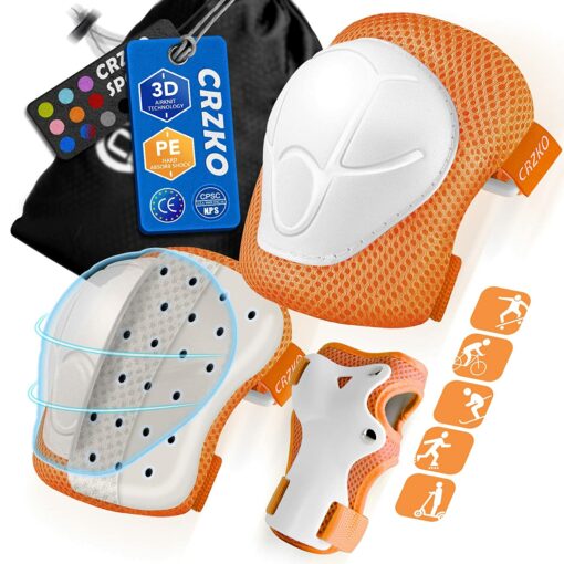 CRZKO Protection Roller Enfant, Kit de Protection 6 en 1 pour Enfant, Coudière et Genouillère, Ensemble de Protection pour Vé – Image 37