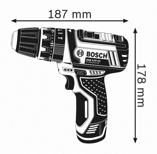 Bosch Professional 12V System Perceuse-visseuse à Percussion sans Fil GSB 12V-15 (batterie 2x2.0 Ah + chargeur inclus, 2x jeu d – Image 3