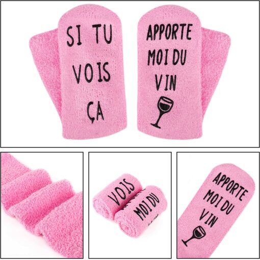 Merclix Chaussette Femme Fantaisie Rigolotes Humour Personnalisé Chaudes Cadeau Vin Cadeau Anniversaire Femme Maman Cadeau Sain – Image 10