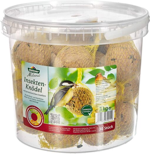 Dehner Natura Nourriture pour Oiseaux Sauvages, Boules de Graisse avec Insectes, 30 pièces (3 kg)