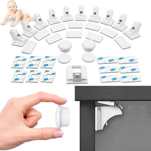 10 Bloque Porte Invisible + 2 clés + BONUS - NODI - HAUTE QUALITÉ - Sécurité placard et tiroir - bébé et enfant - Solution – Image 10