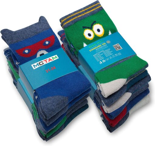 MC.TAM Chaussettes Colorées Garçon Basses Hautes Lot de 12 90% Coton – Image 18