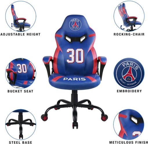 PSG Paris Saint Germain Fauteuil Gamer Ergonomique Officel Dossier/Accoudoirs Ajustables – Image 8