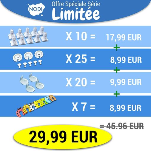 10 Bloque Porte Invisible + 2 clés + BONUS - NODI - HAUTE QUALITÉ - Sécurité placard et tiroir - bébé et enfant - Solution – Image 2