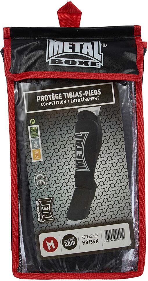 Proteges tibias avec pieds Mousse Metal boxe blanc – Image 5