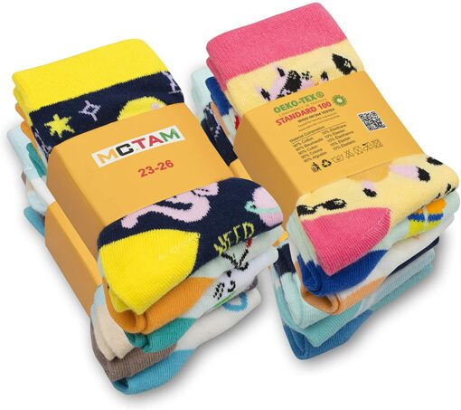 MC.TAM Chaussettes Colorées Garçon Basses Hautes Lot de 12 90% Coton – Image 10