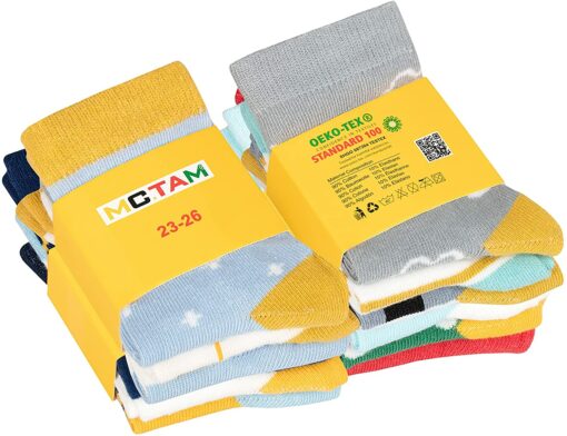 MC.TAM Chaussettes Colorées Garçon Basses Hautes Lot de 12 90% Coton – Image 27