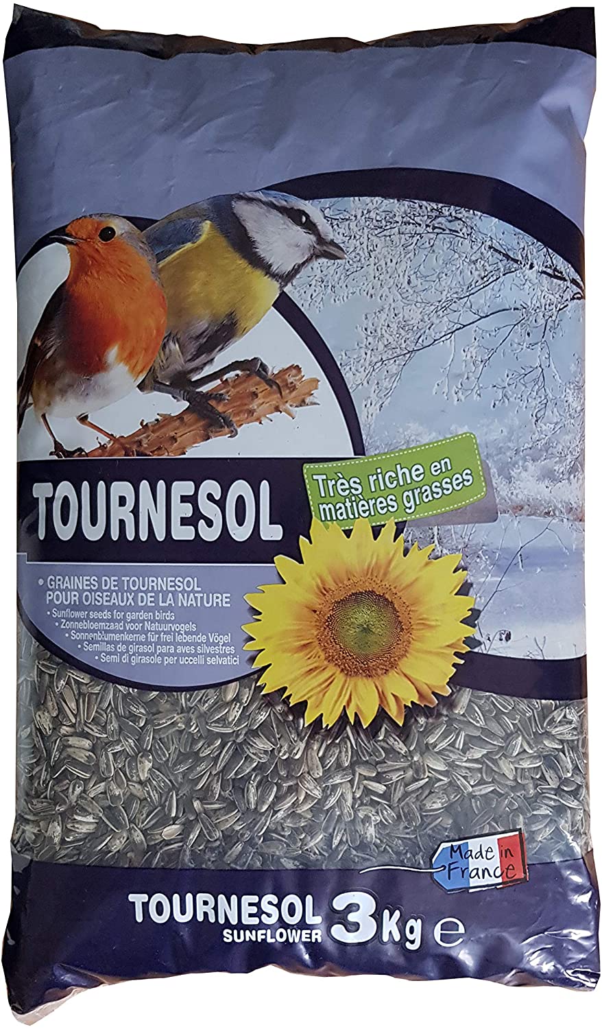 Aimé - Graines de Tournesol - Nourriture pour Oiseaux du Ciel - Source de Protéines et Matière Grasses - Made in France - Sac
