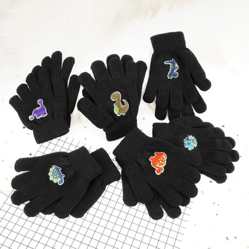 QKURT 6 Paires de Gants Magiques pour Enfants de 5 à 13 Ans, Gants d'hiver Noirs à Doigts complets, Gants Extensibles Magiques – Image 4