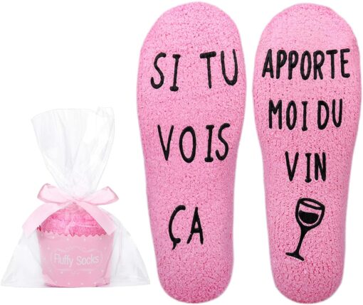 Merclix Chaussette Femme Fantaisie Rigolotes Humour Personnalisé Chaudes Cadeau Vin Cadeau Anniversaire Femme Maman Cadeau Sain – Image 5