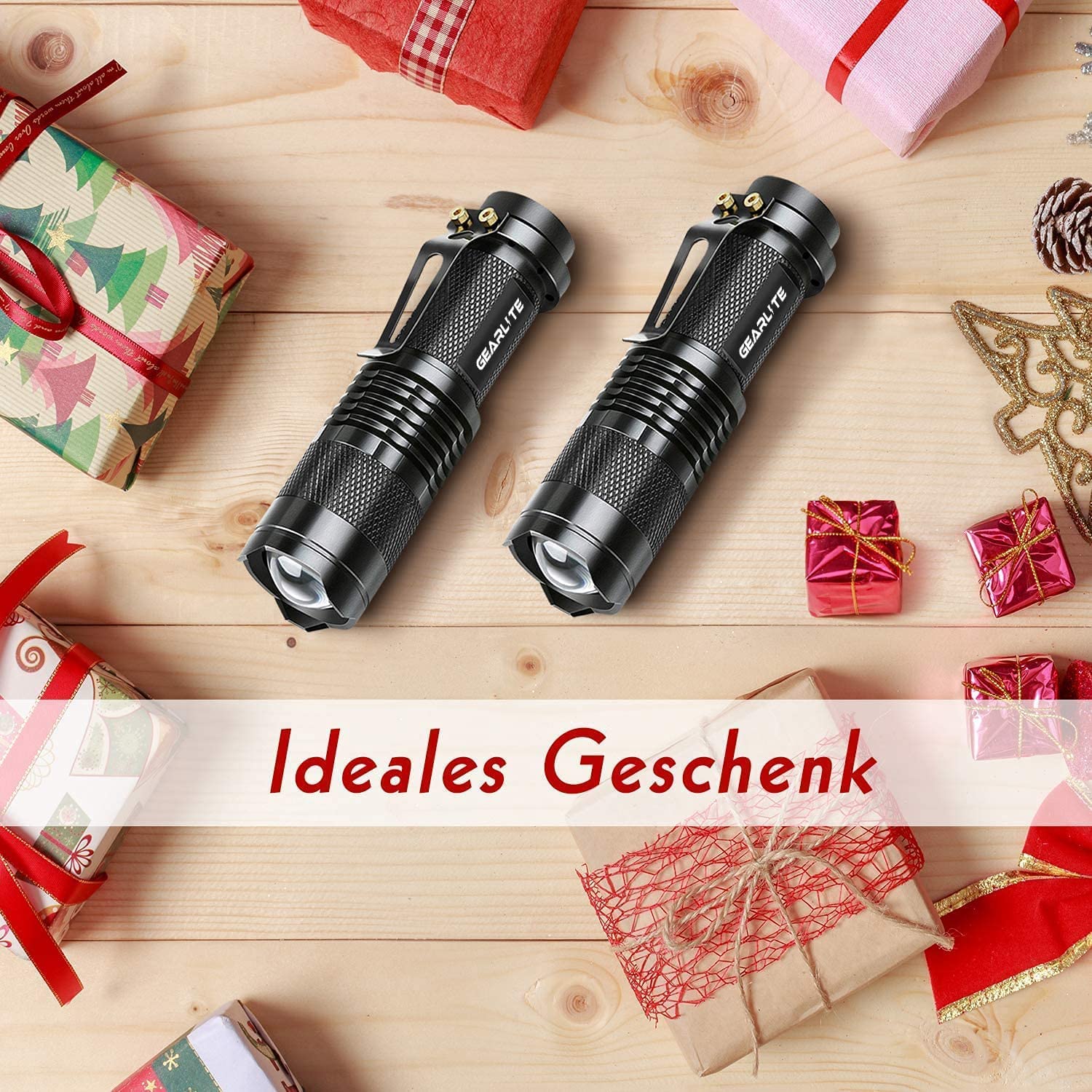GEARLITE Mini Lampe de Poche, 2 Pièces Aluminium Lampe Torche Led Ultra Puissante avec Clip, 3 Modes Lampe Torche Zoomable, IP4 – Image 7