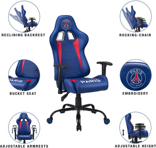 PSG Paris Saint Germain Fauteuil Gamer Ergonomique Officel Dossier/Accoudoirs Ajustables – Image 12