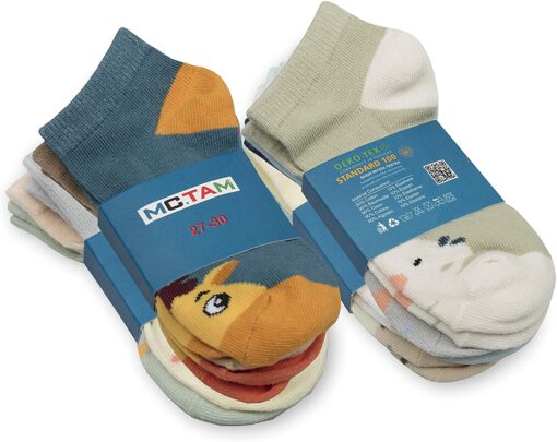 MC.TAM Chaussettes Colorées Garçon Basses Hautes Lot de 12 90% Coton – Image 39