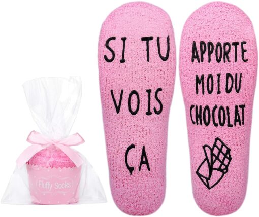 Merclix Chaussette Femme Fantaisie Rigolotes Humour Personnalisé Chaudes Cadeau Chocolat Cadeau Anniversaire Femme Maman Rigolo