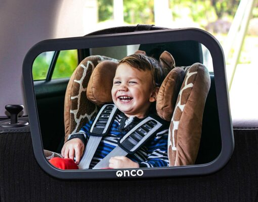 Onco Miroir Voiture Bébé – 100 % Incassable pour Siège Arrière – Conduite Sécurisée en Surveillant Votre Enfant – E