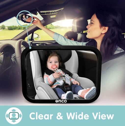 Onco Miroir Voiture Bébé – 100 % Incassable pour Siège Arrière – Conduite Sécurisée en Surveillant Votre Enfant – E – Image 3