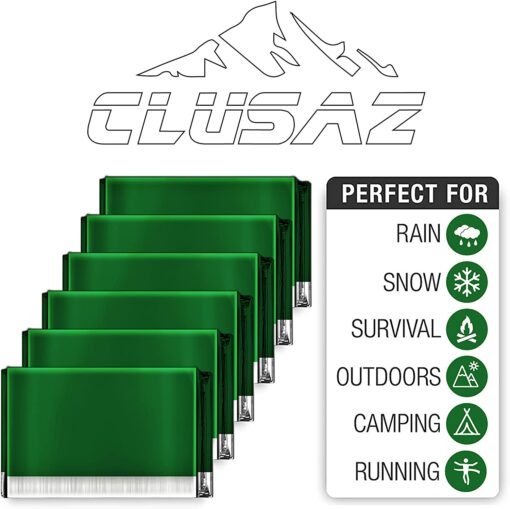 CLUSAZ® 6 Couvertures de Survie XL (210cm x 160cm) - Retient 90% de la Chaleur, Imperméable, Coupe-Vent, Parfait pour le Ski, – Image 15