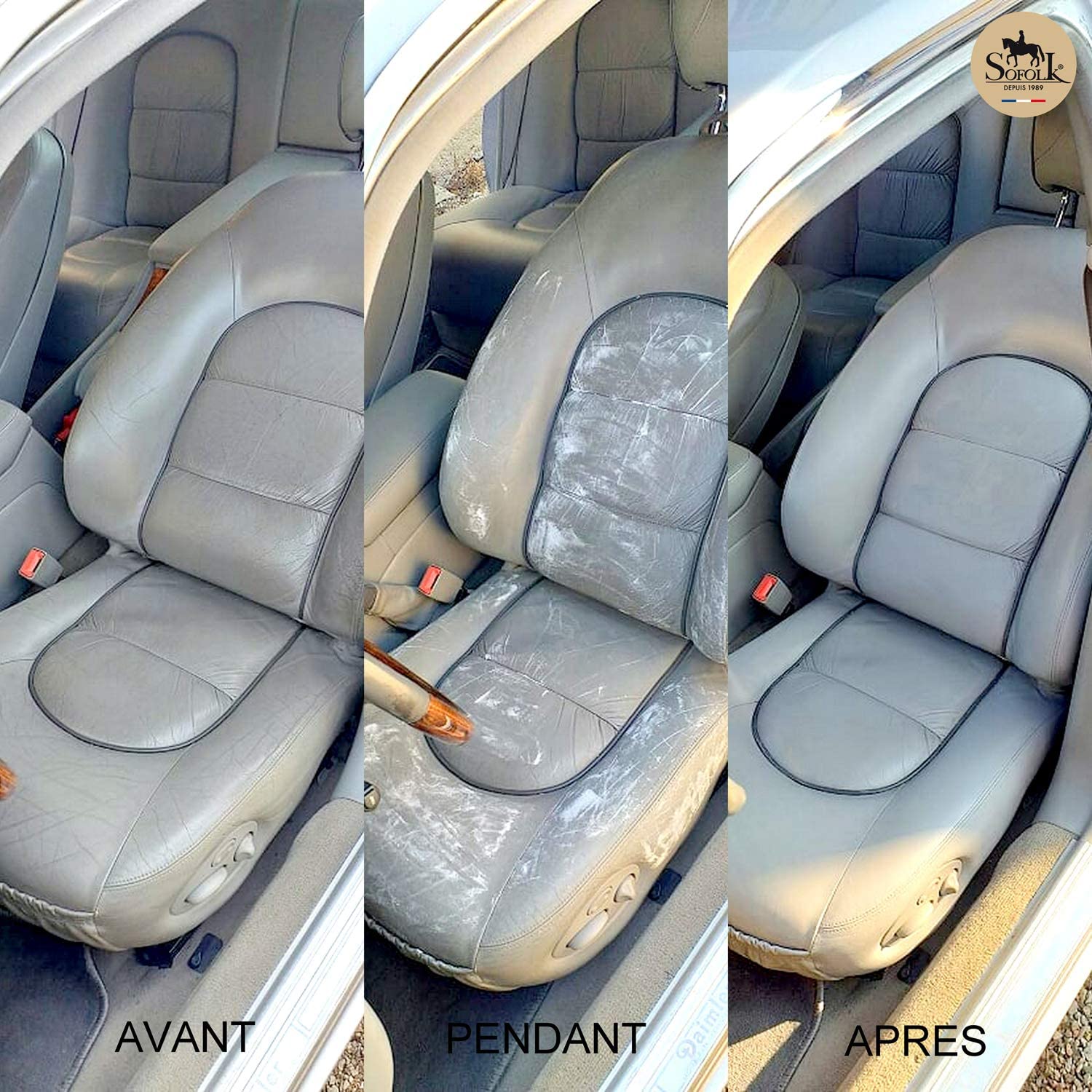 SOFOLK DEPUIS 1989 Kit Rénovation Cuir 21 Couleurs : Réparation + Peinture Cuir + Vernis pour Volant ou retouche de siège Aut – Image 14