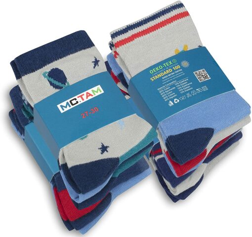 MC.TAM Chaussettes Colorées Garçon Basses Hautes Lot de 12 90% Coton – Image 74