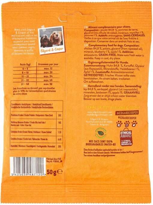 Edgard & Cooper Friandises Chien Chiot Naturelles sans Cereales Agneau et Boeuf,Pomme Poire, Sachet de Poche 50g – Image 13