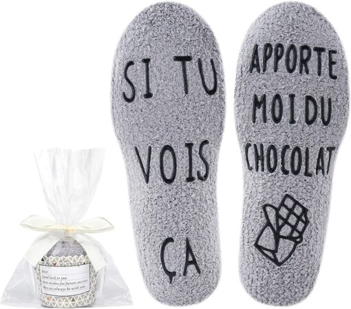 Merclix Chaussette Femme Fantaisie Rigolotes Humour Personnalisé Chaudes Cadeau Chocolat Cadeau Anniversaire Femme Maman Rigolo – Image 8