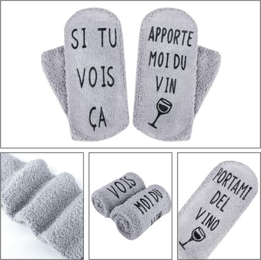 Merclix Chaussette Femme Fantaisie Rigolotes Humour Personnalisé Chaudes Cadeau Vin Cadeau Anniversaire Femme Maman Cadeau Sain – Image 3