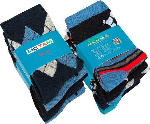 MC.TAM Chaussettes Colorées Garçon Basses Hautes Lot de 12 90% Coton – Image 49