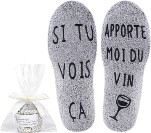 Merclix Chaussette Femme Fantaisie Rigolotes Humour Personnalisé Chaudes Cadeau Vin Cadeau Anniversaire Femme Maman Cadeau Sain