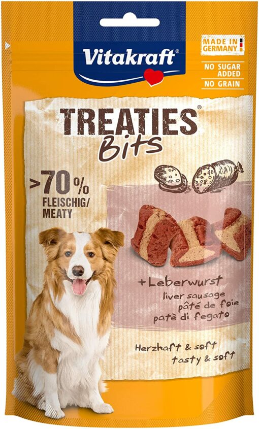 Vitakraft Treaties Bits Pâtée de Foie, Friandise Snack à la Viande Qualité Premium pour Chien, 1 Sachet de 120 g