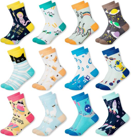 MC.TAM Chaussettes Colorées Garçon Basses Hautes Lot de 12 90% Coton – Image 9