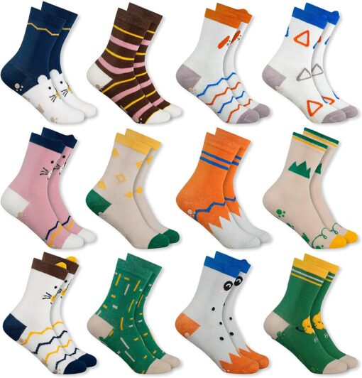 MC.TAM Chaussettes Colorées Garçon Basses Hautes Lot de 12 90% Coton – Image 60