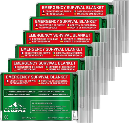 CLUSAZ® 6 Couvertures de Survie XL (210cm x 160cm) - Retient 90% de la Chaleur, Imperméable, Coupe-Vent, Parfait pour le Ski, – Image 14