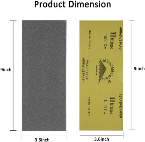 Papier de verre, 120 à 3000 Grain Papier abrasif eau/sec 9 x 3,6 pouces, Utilisé pour polir le métal, le bois, les voitureshu – Image 10