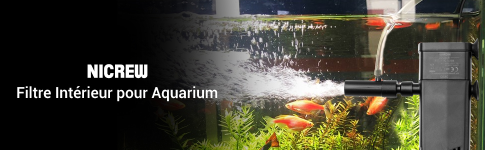 NICREW Filtre Intérieur Aquarium de 20L-40L, Pompes et Filtres pour Aquarium  d'eau Douce ou d'eau Salée : : Animalerie