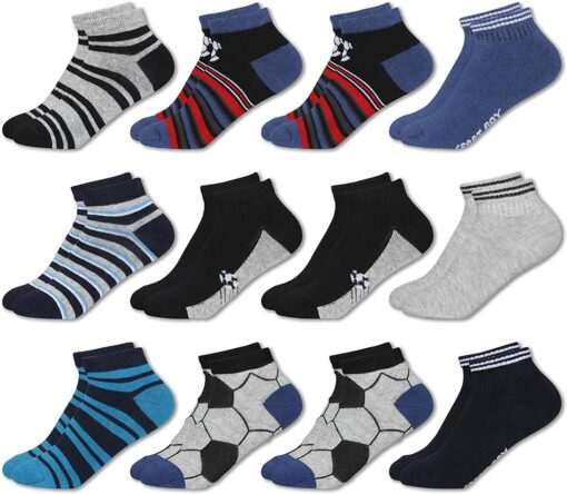 MC.TAM Chaussettes Colorées Garçon Basses Hautes Lot de 12 90% Coton – Image 45