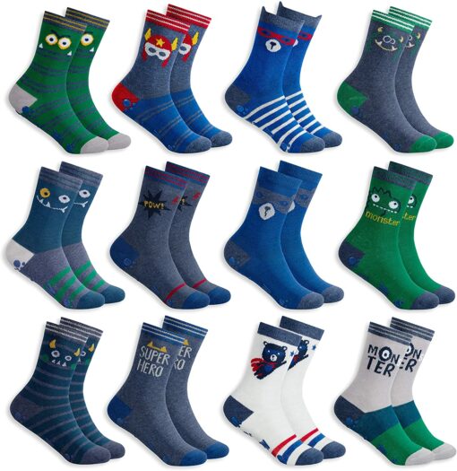 MC.TAM Chaussettes Colorées Garçon Basses Hautes Lot de 12 90% Coton – Image 22