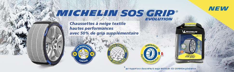 Chaussettes à neige textiles Michelin; SOS GRIP EVO MICHELIN; chaines à neige chaussettes