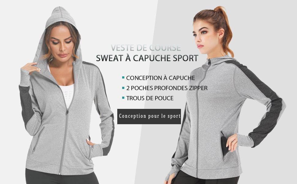 veste de course femme veste femme leger sweat a capuche sweat sport femme long