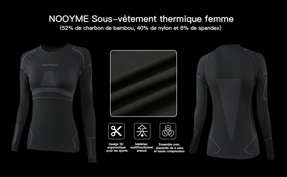 NOOYME Sous vetement thermique femme