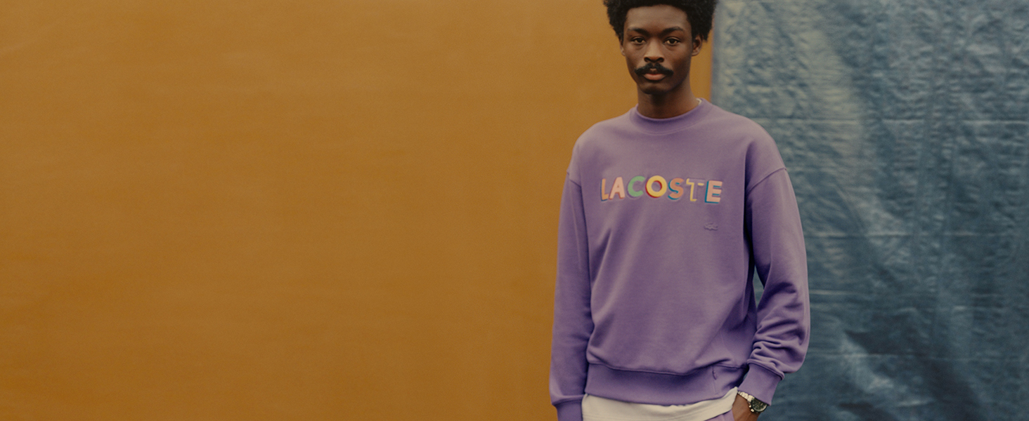 Sweatshirt en coton violet Lacoste pour homme