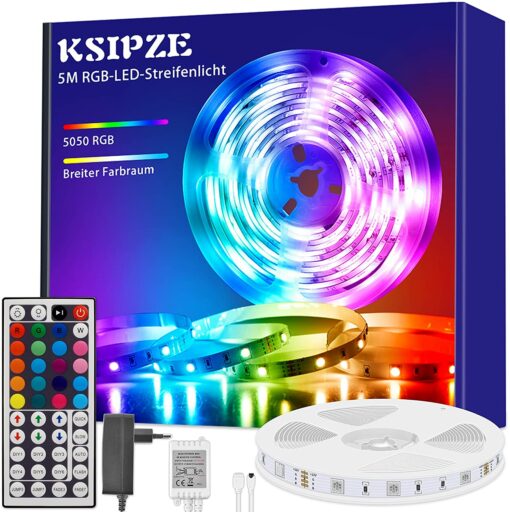 Ksipze Led Chambre Ruban Led Lumière Led Décorative Multicolore, Bande Led, Rgb Guirlande Lumineuse Dimmable avec Télécommande, Ruban Auto-adhésif (20M)